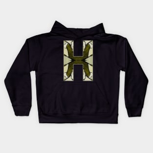 Letter H Monogram Initial Olive Green Pearl White Aesthetic Abstract Pattern Painting On Canvas Kids Hoodie